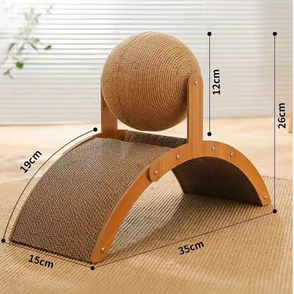 Boule à gratter 2 en 1, grattoir en bois pour chat, colonne à gratter en Sisal naturel, grattoir en bois à pattes résistant à l'usure