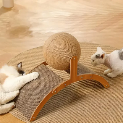 Boule à gratter 2 en 1, grattoir en bois pour chat, colonne à gratter en Sisal naturel, grattoir en bois à pattes résistant à l'usure