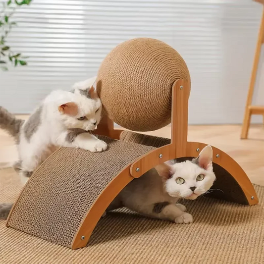 Boule à gratter 2 en 1, grattoir en bois pour chat, colonne à gratter en Sisal naturel, grattoir en bois à pattes résistant à l'usure