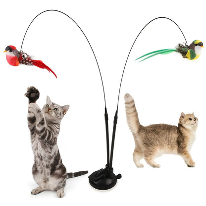 Jouets pour animaux de compagnie, 2 pièces, plumes colorées, oiseau, chaton, chiot, jeu amusant, jouets d'entraînement, jouets d'auto-entretien pour chat, fournitures pour animaux de compagnie