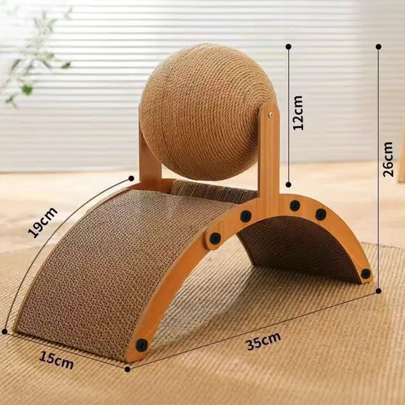 Boule à gratter 2 en 1, grattoir en bois pour chat, colonne à gratter en Sisal naturel, grattoir en bois à pattes résistant à l'usure