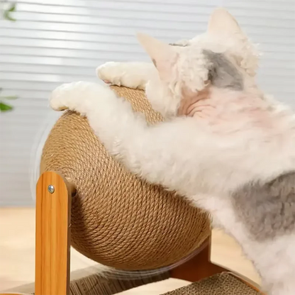 Boule à gratter 2 en 1, grattoir en bois pour chat, colonne à gratter en Sisal naturel, grattoir en bois à pattes résistant à l'usure