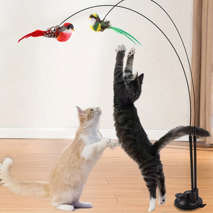 Jouets pour animaux de compagnie, 2 pièces, plumes colorées, oiseau, chaton, chiot, jeu amusant, jouets d'entraînement, jouets d'auto-entretien pour chat, fournitures pour animaux de compagnie