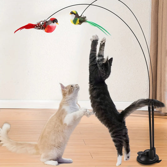Jouets pour animaux de compagnie, 2 pièces, plumes colorées, oiseau, chaton, chiot, jeu amusant, jouets d'entraînement, jouets d'auto-entretien pour chat, fournitures pour animaux de compagnie