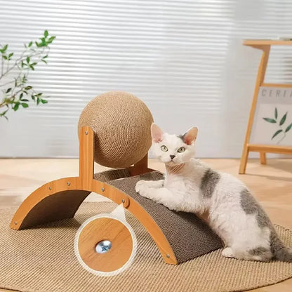 Boule à gratter 2 en 1, grattoir en bois pour chat, colonne à gratter en Sisal naturel, grattoir en bois à pattes résistant à l'usure