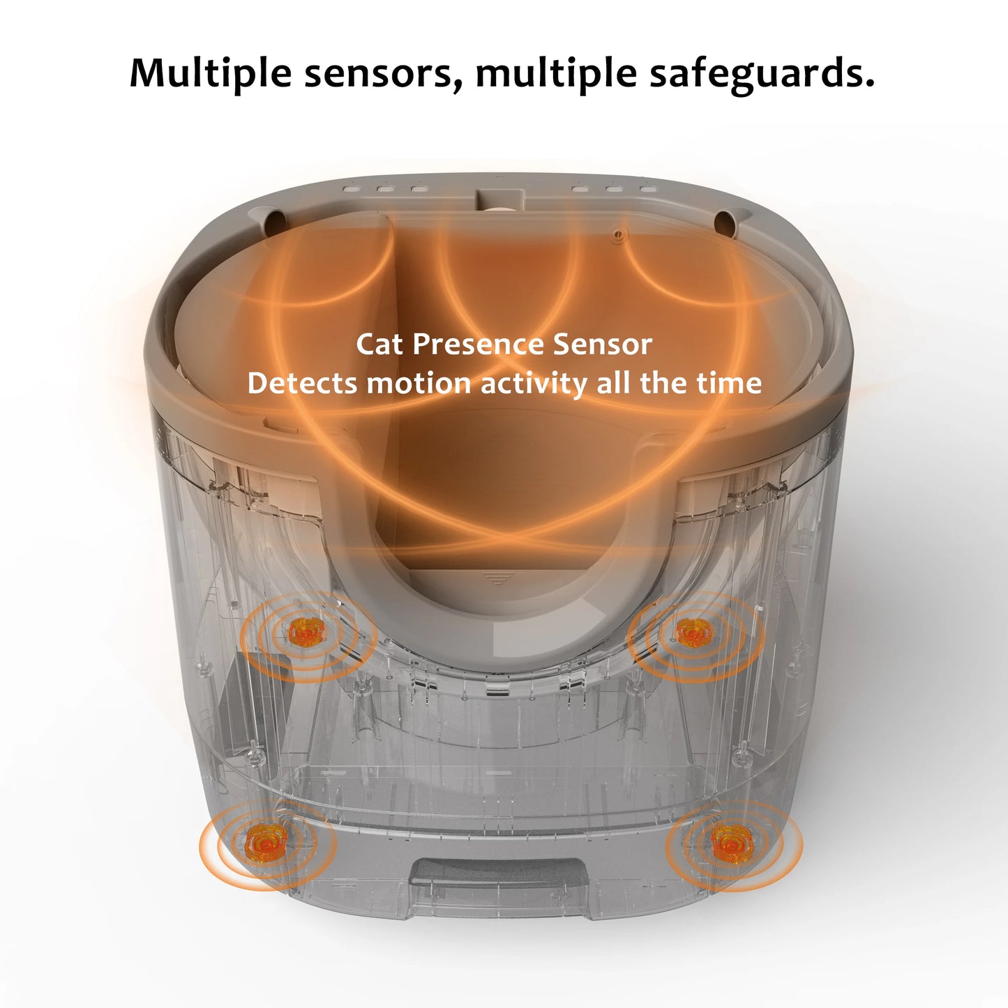 Bac à litière autonettoyant pour chat, conception à dessus ouvert avec capteurs de sécurité avancés, très grande capacité pour maisons multi-chat, sans tracas